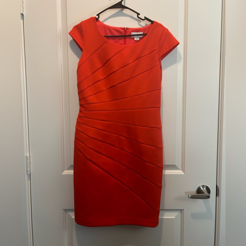 Jessica Simpson Vibrant Red Cap Sleeve Bodycon Midi Dress